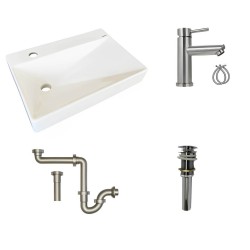Lavabo cuadrado con monomando y accesorios.