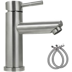 Lavabo cuadrado con monomando y accesorios.